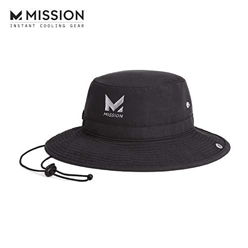 MISSION Cooling Bucket Hat  UPF 50 3 Wide Brim Cools When Wet  Black