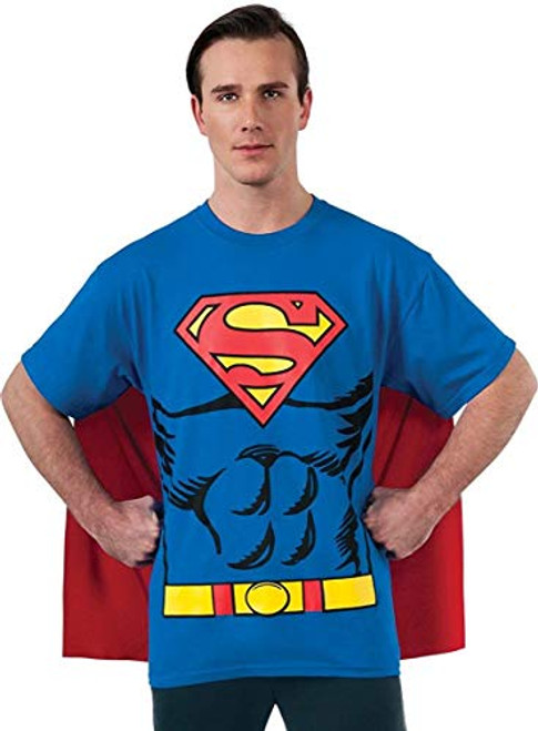 DC Comics Superman Costume T Shirt With Cape Blue Medium