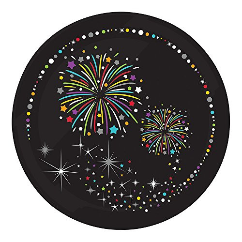 Sturdy Style Paper Dessert Plates Firework Sparkle 8 Count