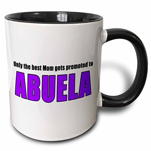 3dRose Only The Best Mom Gets Promoted To Nana Pink Mug 11 oz Black Purple