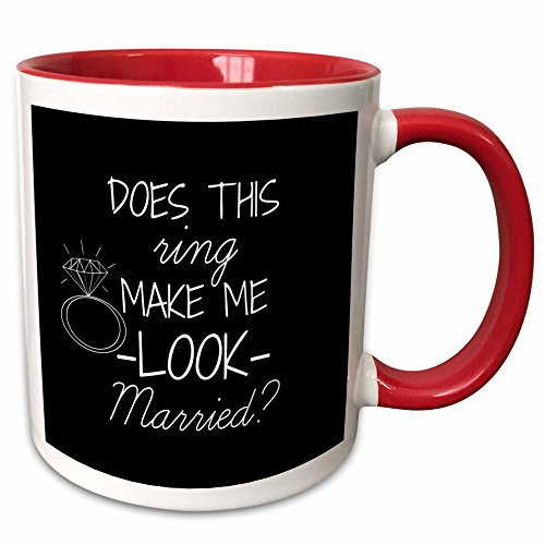 3dRose Does This Ring Make Me Look Married Purple Ceramic Mug 11 oz Black White Red