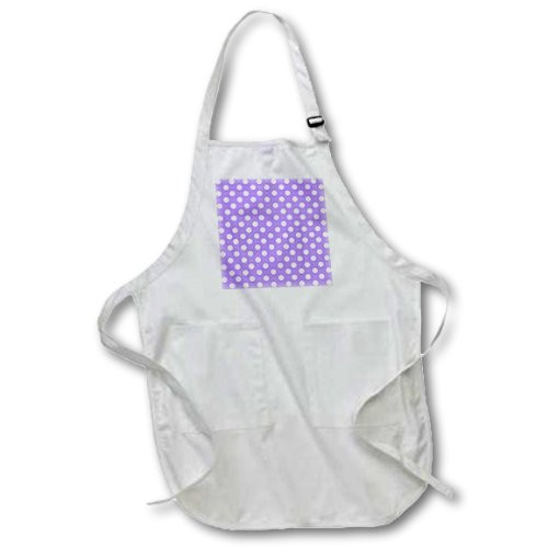 3dRose apr 56694 2 White Polka Dots on Purple Retro 50s Cute and Girly Dot Pattern Medium Length Apron with Pouch Pockets 22 by 24 Inch