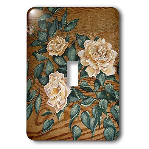 3dRose lsp 44365 1 White Tea Roses And Leaves On Oak Background Toggle switch
