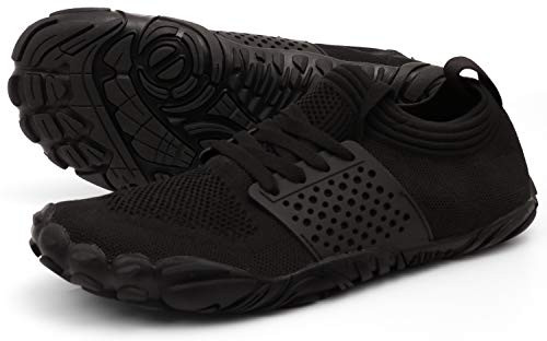 WHITIN Men s Trail Running Shoes Minimalist Barefoot 5 Five Fingers Wide Width Toe Box Gym Workout Fitness Low Zero Drop Male Walking Trainer Cross Training Black Size 8