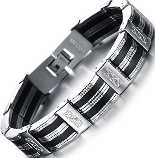 Ostan Men s stainless steel Chain Link Bracelet