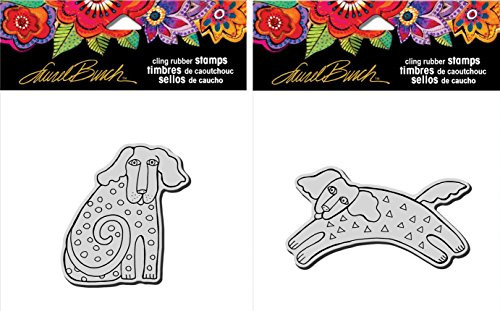 Stampendous Laurel Burch Cling Stamps - Dog Tail and Dog Tail Run - 2 Item Bundle