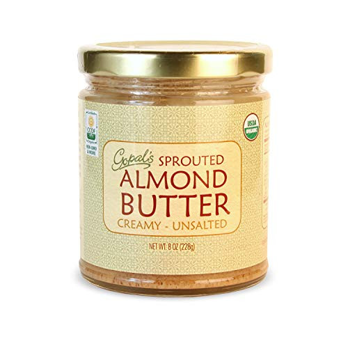 Gopal s Organic Raw Sprouted Almond Butter  Creamy and Unsalted    8 Ounces Jar