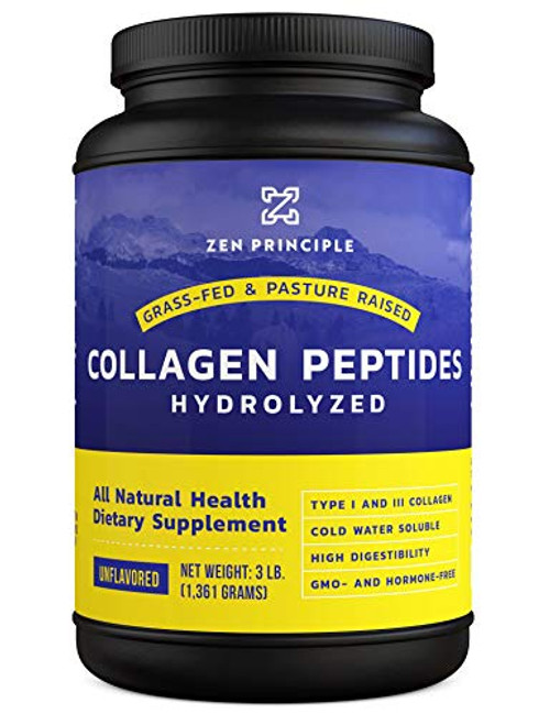 Extra Large Grass Fed Collagen Peptides 3 lb Custom Anti Aging Hydrolyzed Protein Powder for Healthy Hair Skin Joints   Nails Paleo and Keto Friendly GMO and Gluten Free Pasture Raised Bovine