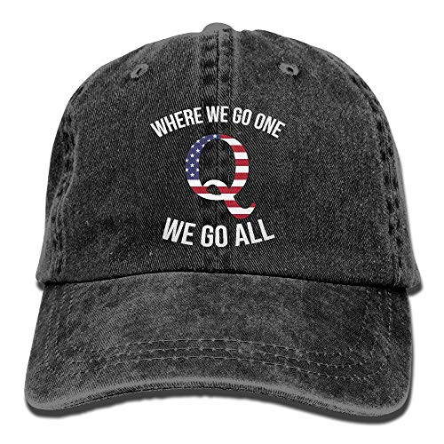 Q Anon Where We Go One We Go All Vintage Washed Dyed Dad Hat Adjustable Baseball Hat  Black