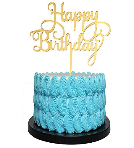 Gold Glittery Happy Birthday Cake Toppers Sparkling Gold Glittery Birthday Cupcake Picks Cake Smash Birthday Party Decorations