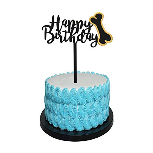 DIY Happy Birthday Cake Topper Acrylic Birthday Cake Dog Topper Birthday Decorations Happy Birthday Cupcake Topper Glitter Black Decoration