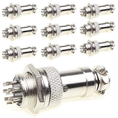 Aviation Plug Connector 10 Pairs Male Female Panel Metal Wire Connector 16mm Socket  8 Pins 10 Pack