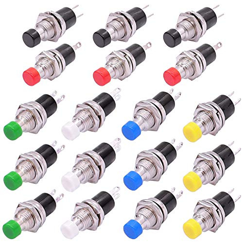 TWTADE 18Pcs Momentary Mini Push Button Switch 1A 250V AC 2 Pin SPST NO  Normally Open  PBS 110 6S
