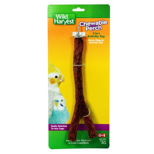 Wild Harvest Chewable Perch for Cockatiels Parakeets   Other Caged Birds