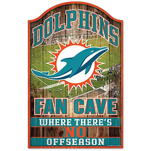 WinCraft NFL Miami Dolphins 05494013 Wood Sign 11  x 17  Black