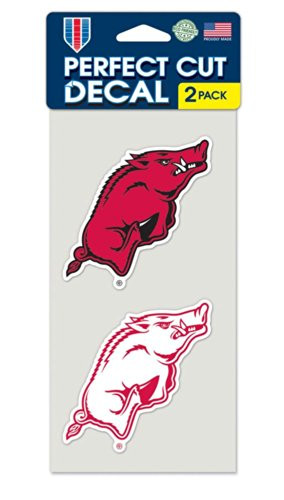 WinCraft NCAA University of Arkansas Perfect Cut Decal  Set of 2  4  x 4