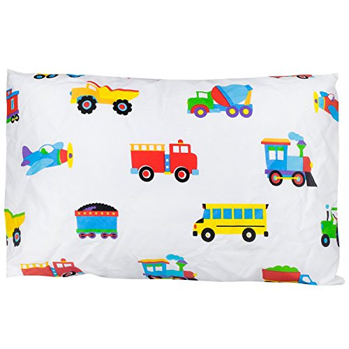 Wildkin Hypoallergenic Toddler Pillow Case, Features 100% Super Soft Cotton, Bold Patterns Coordinate with Other Bedding and Room Décor, Olive Kids Design  Trains, Planes, and Trucks