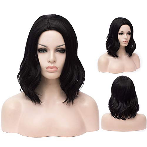 Short Black Curly Wig for Women and GirlsWinshope Costume Wavy Hair Wigs Natural Real Heat Resistant Synthetic Wig for Halloween Cosplay Party Include Wig Cap Short Black Curly Wig for Women and GirlsWinshope Costume Wavy Hair Wigs Natural Real Heat Resistant Synthetic Wig for Halloween Cosplay Party Include Wig Cap