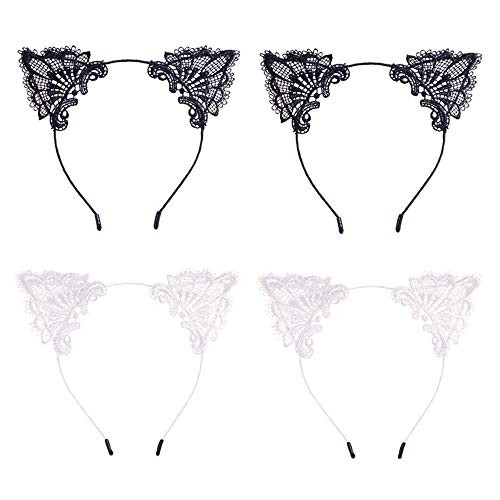 Cat Ears Headband Lace Cat Hairband Flower Christmas Hair Bands Women Girls Kids Hair Hoop Kitten Headdress Headwear Headpiece Party Decoration Cosplay Costume Cute Handmade Hair Accessories 4 Pack Cat Ears Headband Lace Cat Hairband Flower Christmas Hair Bands Women Girls Kids Hair Hoop Kitten Headdress Headwear Headpiece Party Decoration Cosplay Costume Cute Handmade Hair Accessories 4 Pack