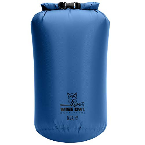 Wise Owl Outfitters Dry Bag   Ultra Lightweight Airtight Waterproof Bags   Fully Submersible Ripstop Roll Top Drybag Sacks Great for Kayak Boat Water Sports Camping   5L 10L and 20L Sizes Blue 10L