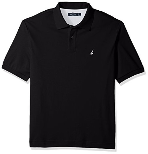 Nautica Men s Classic Fit Short Sleeve Solid Soft Cotton Polo Shirt true black 2XLT