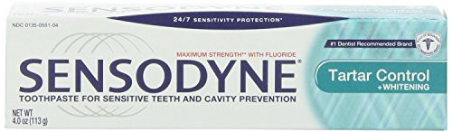 Sensodyne Toothpaste for Sensitive Teeth and Cavity Prevention Maximum Strength Tartar Control Plus Whitening 4 Ounce Tubes Pack of 4 Sensodyne Toothpaste for Sensitive Teeth and Cavity Prevention Maximum Strength Tartar Control Plus Whitening 4 Ounce Tubes Pack of 4