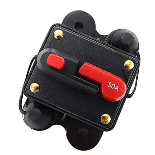 WOHHOM 50Amp Circuit Breaker Manual Reset Fuse holder 30A 300A 12V 24V DC Protection Reset Fuse for Trolling Motor Auto Car Marine Boat Stereo Audio Inline Fuse Inverter  50A
