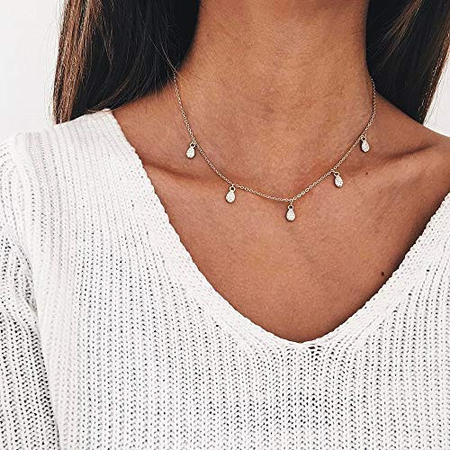 BERYUAN Women Simple Choker Teardrop Choker Pendant Necklace Trendy Necklace Bridal Necklace Teen Necklace Jewelry for Women and Girls SILVER BERYUAN Women Simple Choker Teardrop Choker Pendant Necklace Trendy Necklace Bridal Necklace Teen Necklace Jewelry for Women and Girls SILVER