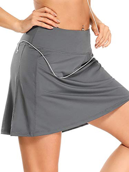 Women s Athletic Tennis Skorts with Pockets Workout Golf Exercise   Running Skirts Sport Skorts Grey