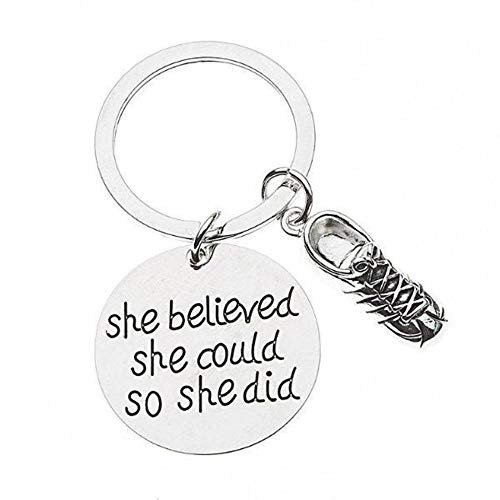 Runner Keychain Runner She Believed She Could So She Did Keychain Runner Gift for Women Teens and Girls