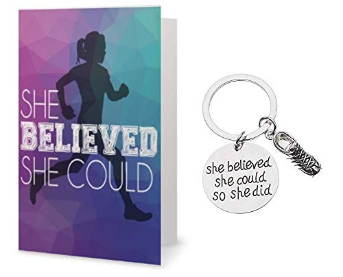 Runner Keychain   Card Gift Set Runner She Believed She Could So She Did Keychain Runner Gift