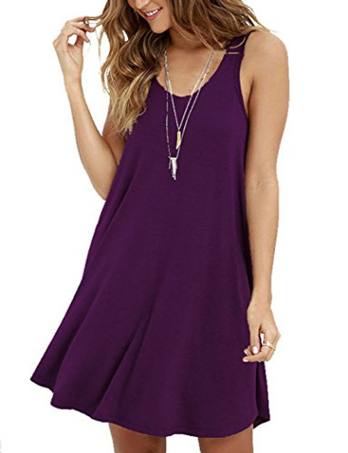 MOLERANI Women s Casual Swing Simple T shirt Loose Dress Small Purple
