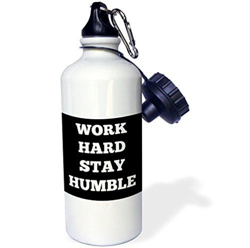 3dRose Work hard stay humble white letters on a black background Sports Water Bottle 21 oz White 3dRose Work hard stay humble white letters on a black background Sports Water Bottle 21 oz White
