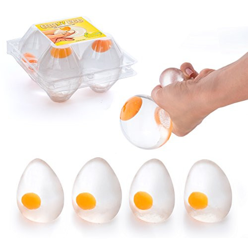 Funky Egg Splat Ball Squishy Toys | 4 Pack | Stress Relief Eggs Yolk Balls Squishies Fun Toy for Children | Anxiety Reducer Sensory Play | Tension Relief for Adults & Help for Autism & ADHD