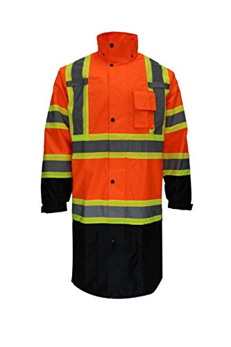 Troy Safety TS RC CLA3 TOR88 Class 3 Rainwear Reflective Hi Viz Black Bottom Long Rain Coat  3XL Orange