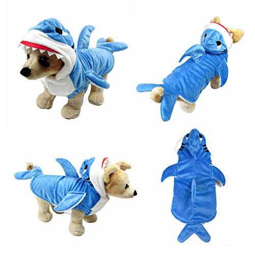 Yoption Puppy Dog Cat Shark Costumes Funny Pet Halloween Christmas Cosplay Dress Pet Hoodie Warm Outfits Clothes  XL