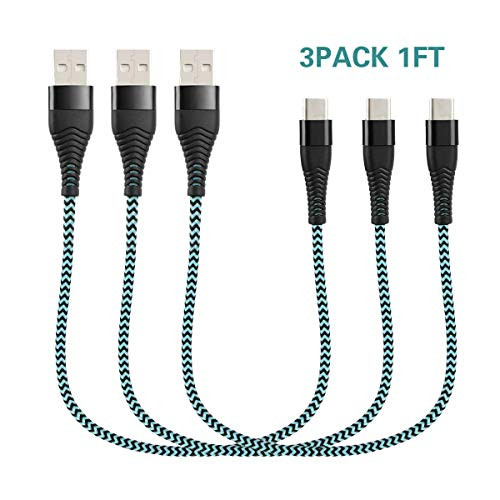 Short USB Type C CableYostyle 1FT 3Pack Nylon Braided USB A to C Fast Charging   Data Sync Cord for Samsung Galaxy S10  S9   S9    S8   S8    Note 8LG V20 G5 G6 PixelMacBook