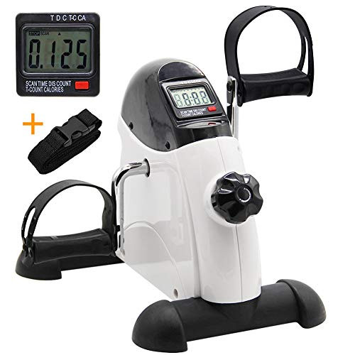 Hausse Portable Exercise Pedal Bike for Legs and Arms Mini Exercise Peddler with LCD Display White