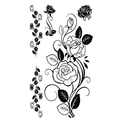 Supperb Temporary Tattoos   Black Tribal Rose