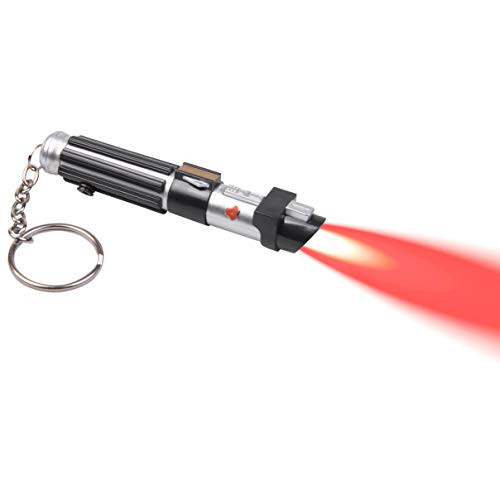 Star Wars Darth Vader Lightsaber Keychain   Miniature Replica Key Chain Flashlight with Red LED Light