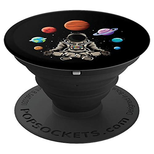 Astronaut doing yoga in the universe space galaxy yoga PopSockets Grip and Stand for Phones and Tablets