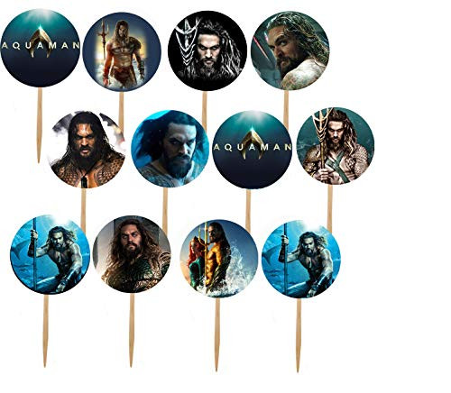 DJz Dealz Aquaman Cupcake Picks Superhero DC Comics Double Sided Images Cake Topper   12