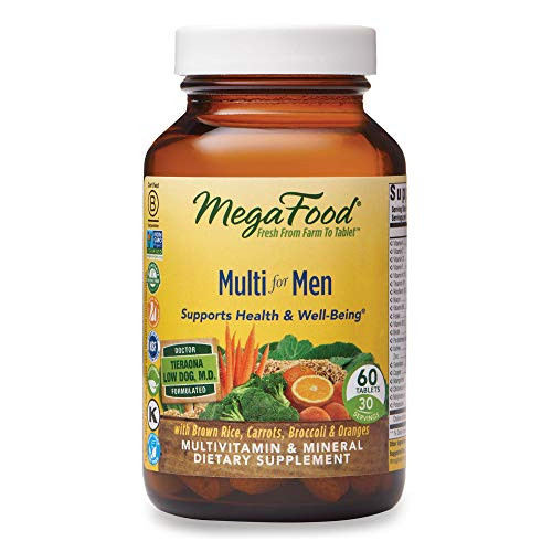 MegaFood Multi for Men Supports Optimal Health and Wellbeing Multivitamin and Mineral Supplement Gluten Free Vegetarian 60 tablets  30 servings