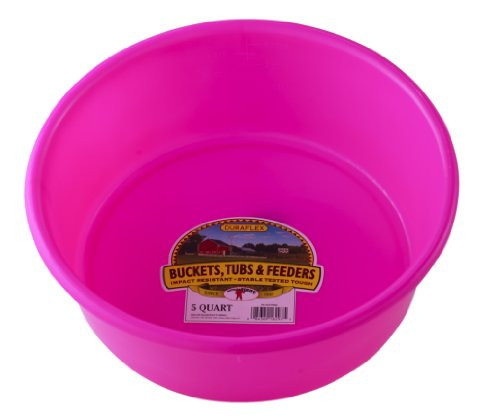 Little Giant Plastic Utility Pan  Hot Pink  Durable   Versatile Short Livestock Feeding Bucket  5 Quart   Item No P5HOTPINK