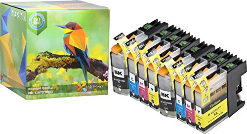 Ink Hero Compatible Ink Cartridge Replacement for Brother LC201 LC203  Black Cyan Magenta Yellow 8 Pack