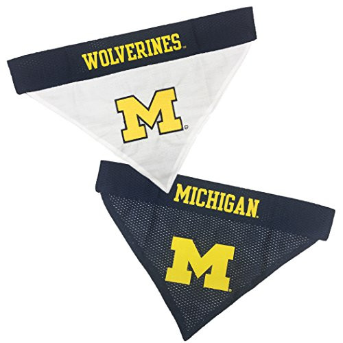 Pets First Collegiate Pet Accessories Reversible Bandana Michigan Wolverines Small Medium