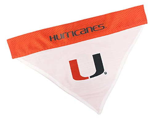 Pets First Collegiate Pet Accessories Reversible Bandana Miami Hurricanes Small Medium