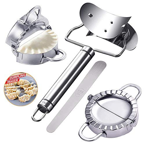 Dumpling Mold Set and Cutter Dumpling MoldStainless Steel Pierogi Maker and Dumpling Press for Home Kitchen Manual pinch Dumpling Pie Ravioli Mould Chinese Dumpling Maker Tool Dumpling Maker set