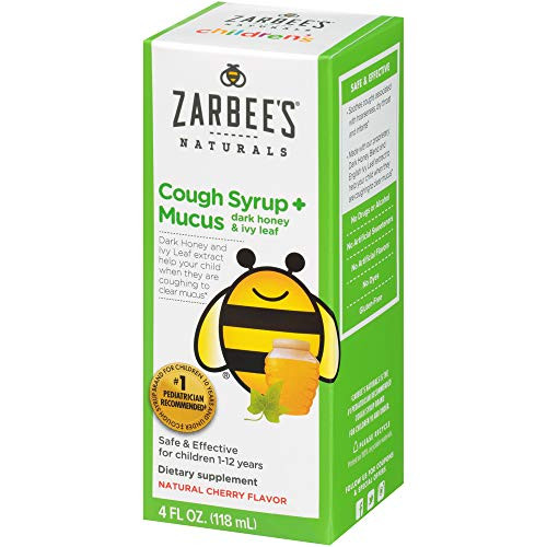 Zarbee s Naturals Children s Cough Syrup*   Mucus with Dark Honey   Ivy Leaf Cherry Flavor 4 Ounce Bottle