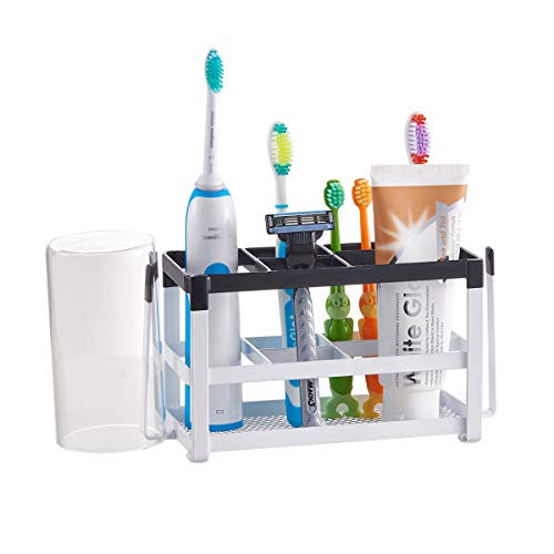 ZCCZ Toothbrush Holder Metal Countertop Electric Toothbrush Holder Toothbrush Organizer Stand Toothpaste and Toothbrush Holder with Cup Holder for Toothbrush Razor Shower Bathroom White ZCCZ Toothbrush Holder Metal Countertop Electric Toothbrush Holder Toothbrush Organizer Stand Toothpaste and Toothbrush Holder with Cup Holder for Toothbrush Razor Shower Bathroom White